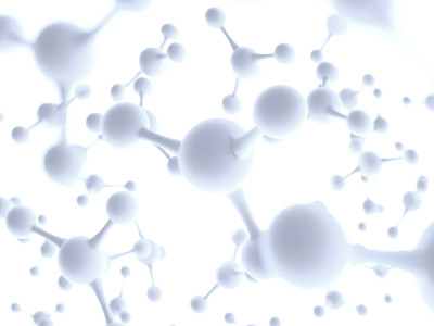 抽象的白色分子设计。原子。科学或医学背景设计。化学横幅或传单的抽象背景。3 d渲染插图。