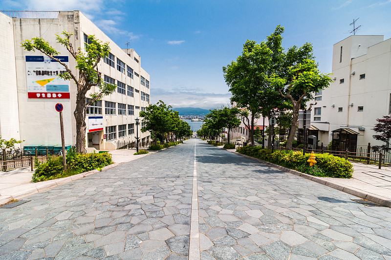 日本北海道函馆八幡坂坡