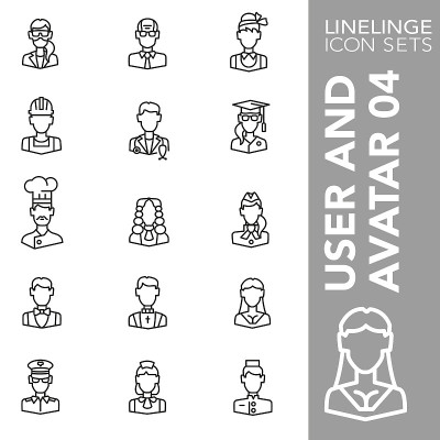 Thin line icon set of User and Avatar 04