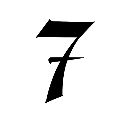 7号哥特式风格。向量。这个符号被孤立在白色的背景上。书法和刻字。中世纪的拉丁字母。公司的标志。字母组