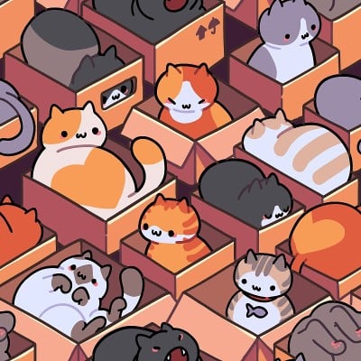 无缝的猫的模式。卡通动物的背景。理想的布料，墙纸，包装纸，纺织品，t恤印花。