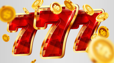 老虎机赢得头奖。777大胜概念。赌场大奖。