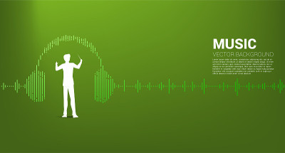Vector silhouette of conductor standing with headp