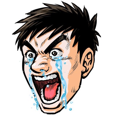 斜脸的男人在尖叫