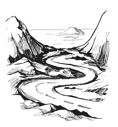 路示意图。手绘插图转换为矢量