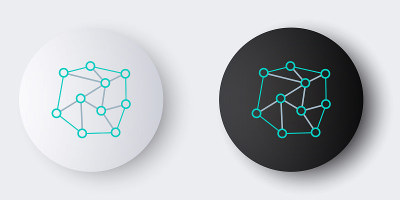 线神经网络图标孤立灰色背景。人工智能。色彩斑斓的轮廓的概念。向量