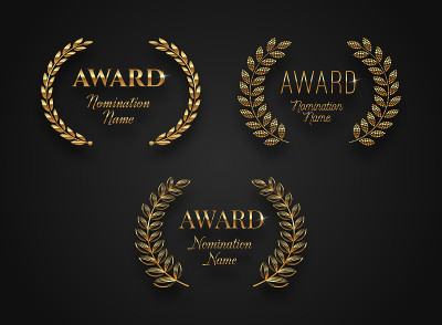 Set of award sign with laurel wreath -  isolated o