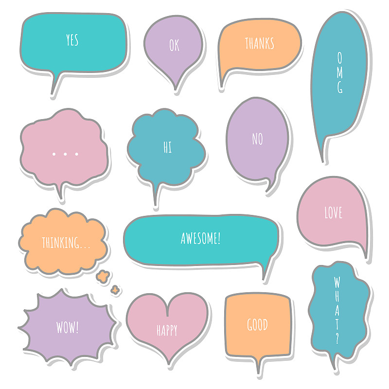 collection set of blank hand drawing speech bubble_模板素材-稿定设计
