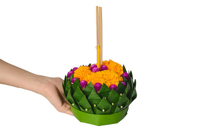 香蕉叶Krathong为泰国满月或Loy Krathong节。