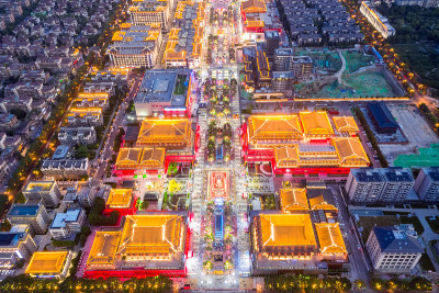 西安夜市鸟瞰图