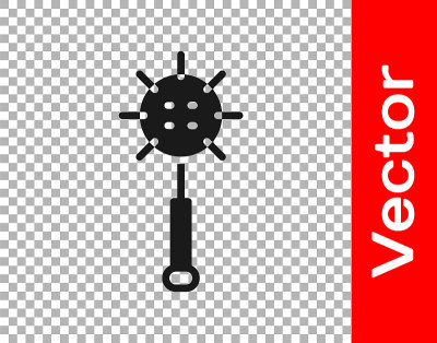 Black Medieval chained mace ball icon isolated on 