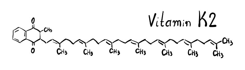 维生素K2分子式。手绘仿menachinon结构模型，化学骨架公式，草图向量符号