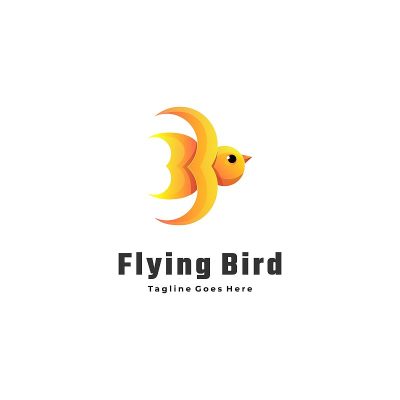 矢量插图飞行鸟梯度彩色风格。