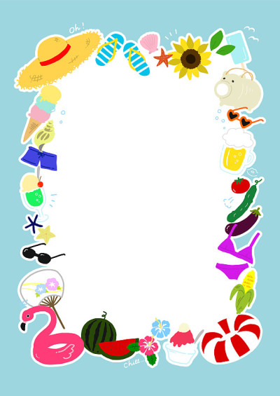 流行夏日手绘插图框架