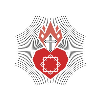 基督教的插图。教堂的标志。基督的心和圣灵的火焰。