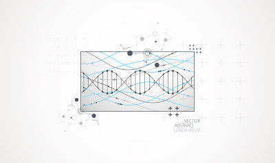 艺术科学模板，壁纸或带有DNA分子的横幅。