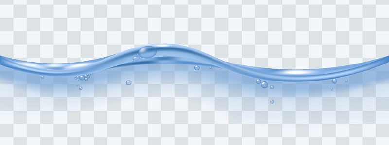 流动蓝色水面模板现实矢量插图孤立。