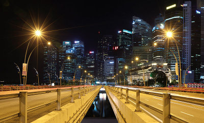 新加坡的夜景街灯