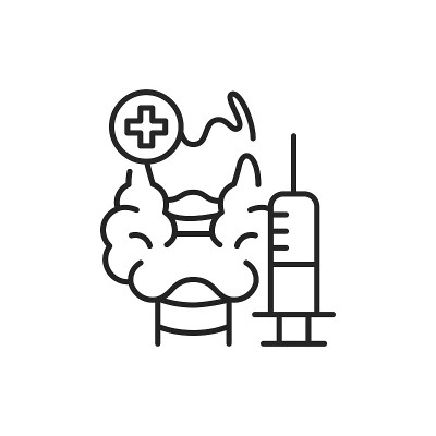 注射处理颜色线图标。象形文字用于网页、手机应用、促销。