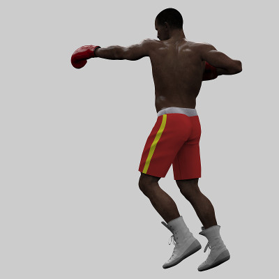 Bakc视图的拳击手摆动左拳3d渲染