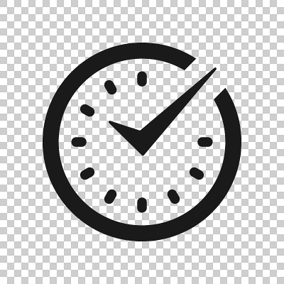 Real time icon in transparent style. Clock vector 