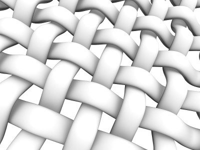 编织白色纤维的3d插图