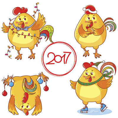 搞笑公鸡向量集。