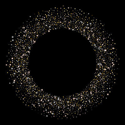 黄金闪闪发光的星星。豪华闪亮的五彩纸屑。