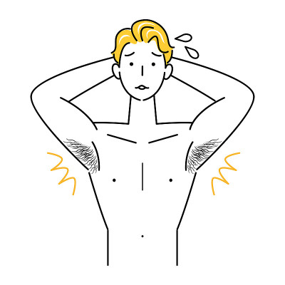 Cute man who cares about body hair with upper body