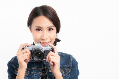 游客女游客肖像。