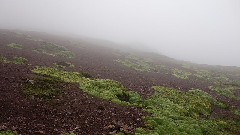 温尼孔卡山，又名安第斯山脉的彩虹山。雾山场景与高对比度