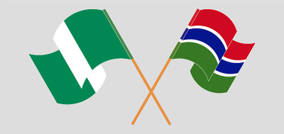 Crossed flags of Nigeria and the Gambia