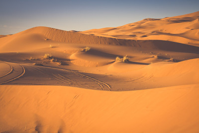 撒哈拉沙漠的沙丘，Merzouga，摩洛哥
