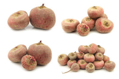 新鲜收获的红色chioggia甜菜