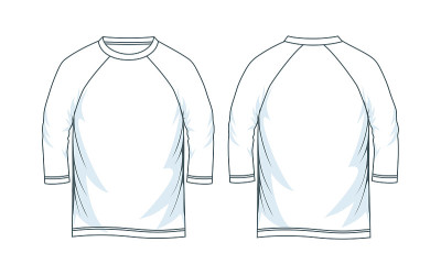 四分之一袖插肩衫，矢量设计