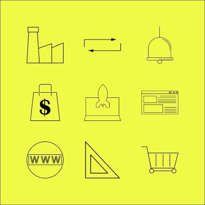 Web线性图标集。简单的轮廓图标