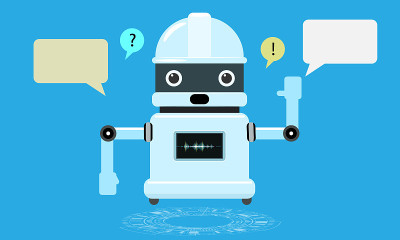 Chat bot icon with speech sound wave screen. Talki