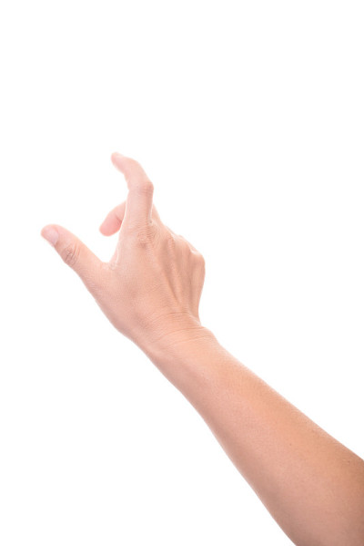 孤立的女性手触摸或点击什么东西