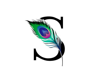 奇异的孔雀羽毛S字母设计。