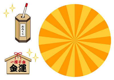 日本大尾寺，钱运气Ema，集中线背景资料。插图集向量。