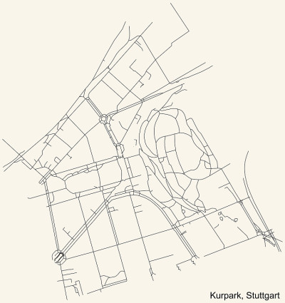 德国斯图加特的坏坎斯塔特区库尔帕克区的街道道路图