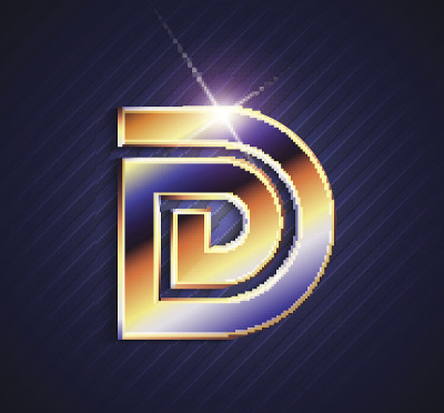 矢量图形优雅的金属字体/字母D