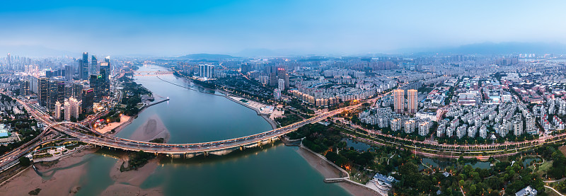 航拍福州城市建筑天际线