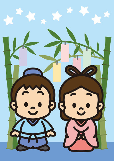 Hikoboshi和Orihime in Tanabata