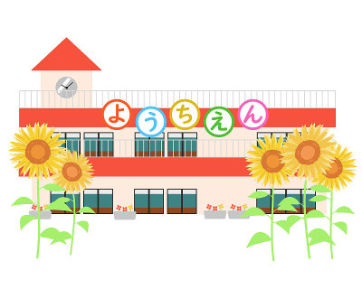 幼儿园红屋顶向日葵线
