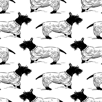 Seamless background of walking terriers