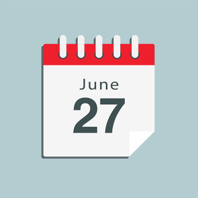 图标日日期6月27日，模板日历页