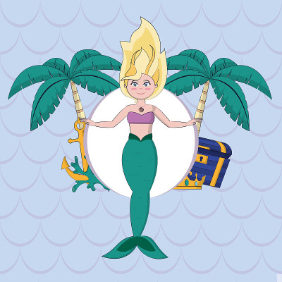 Beautiful and magic mermaid cartoon
