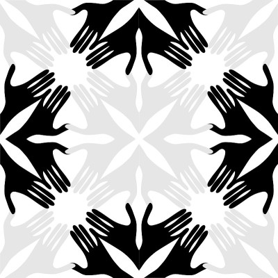 双手折叠成心形的图案。不同颜色的手掌放在一起成正方形。民族团结的概念民族和种族团结的概念