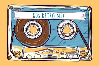 80年代复古混音音乐录音带